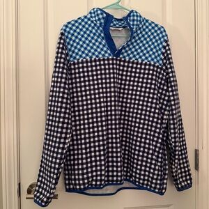 Draper James ❤️ LANDS’ END Blue and White Checkered Top, XXL, 18-20